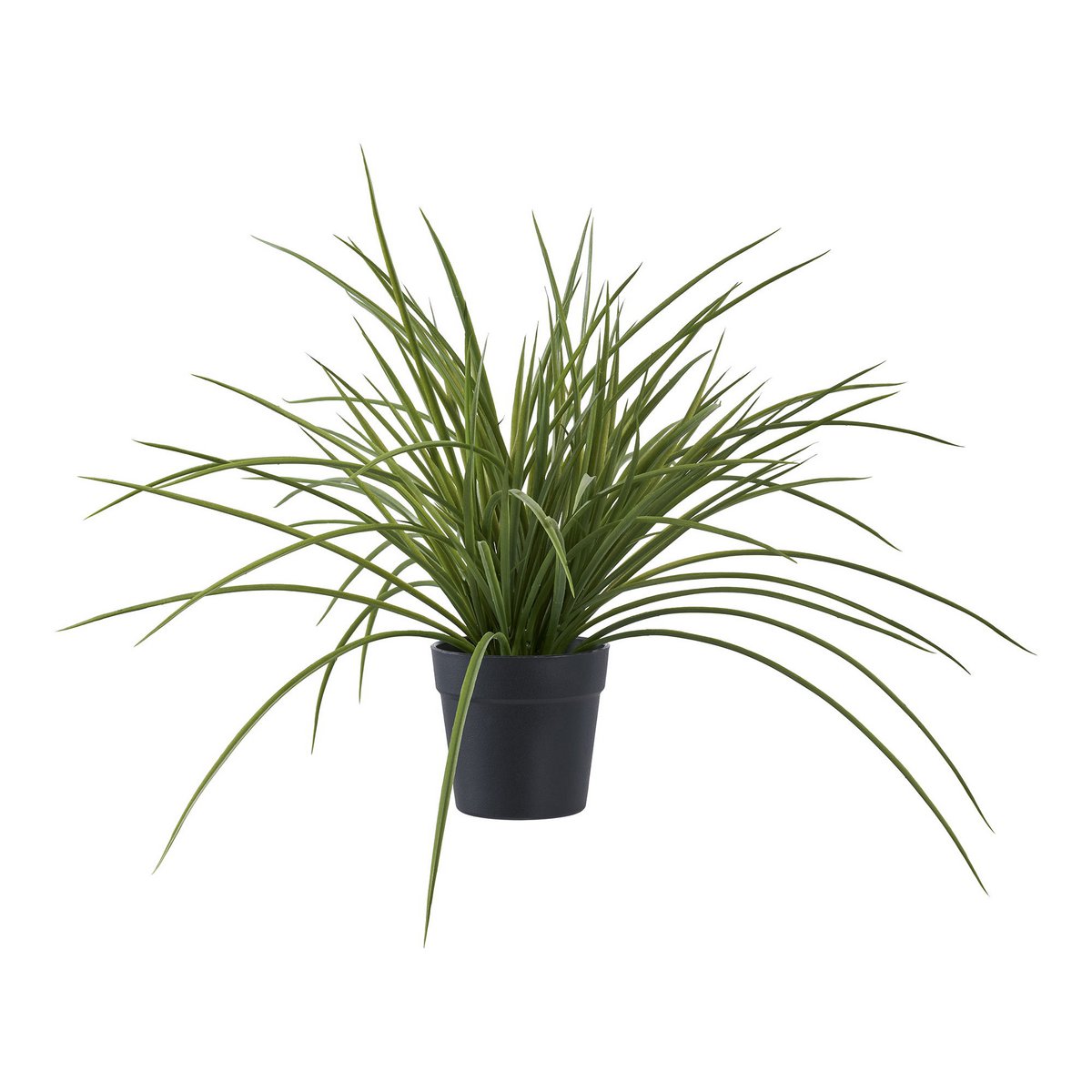 Plante artificielle verte avec pot noir, vue de face