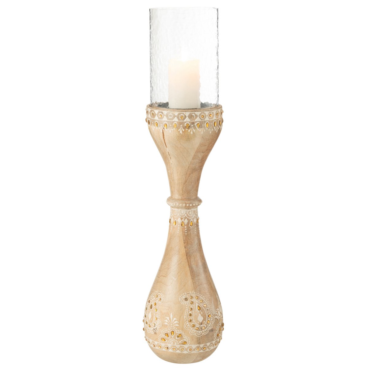 Perles de chandelles J-Line en bois naturel et blanc, vue avant