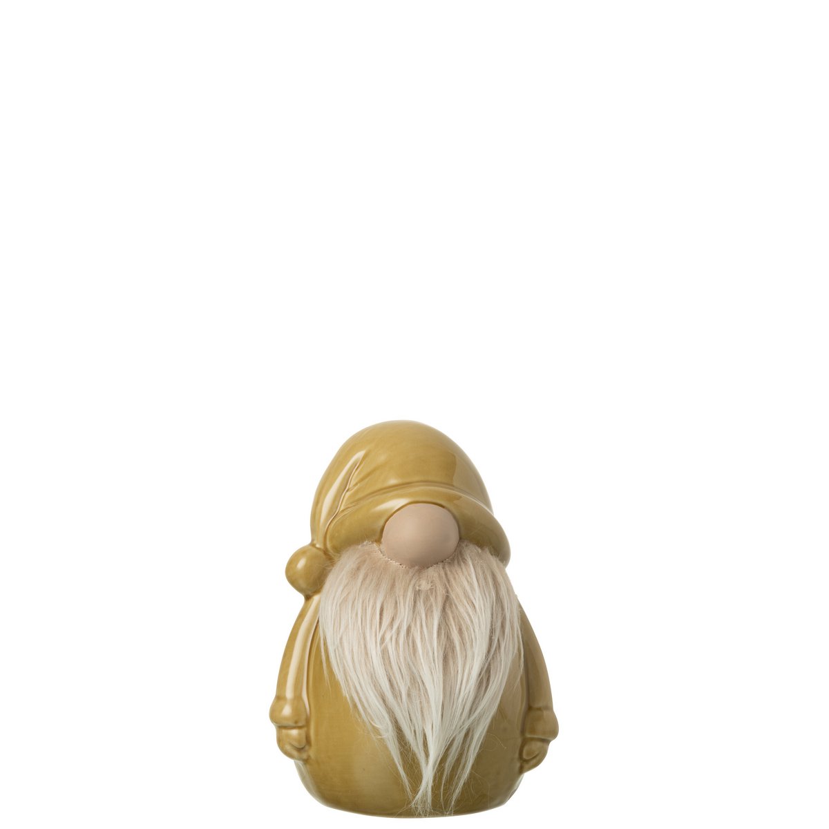 Figurine J-Line Gnome en porcelaine ocre, vue de face