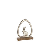 Oeuf de Lapin J-Line en bois et métal argenté, vue de face