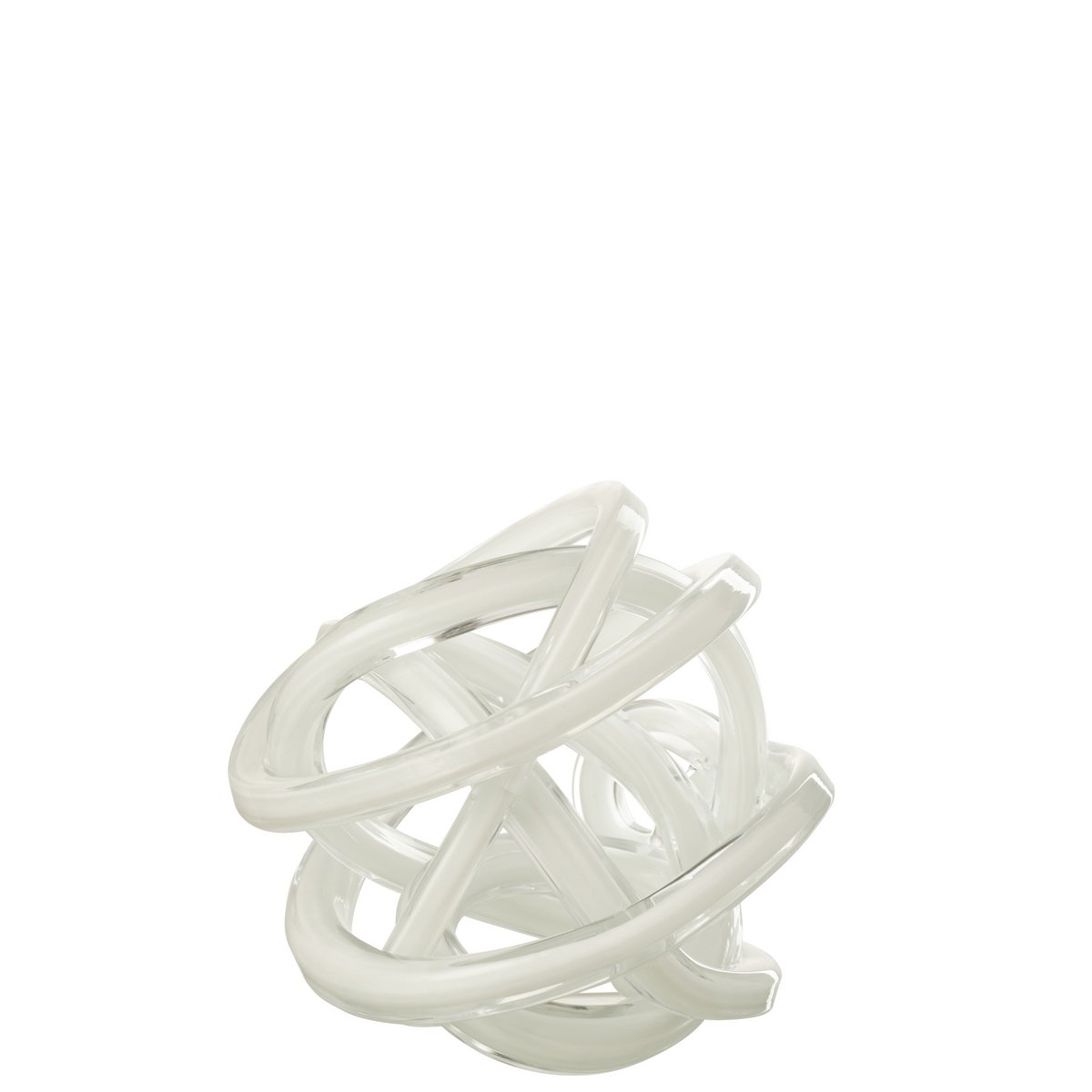 Presse-papier Infinity Knot en verre blanc, design moderne et élégant