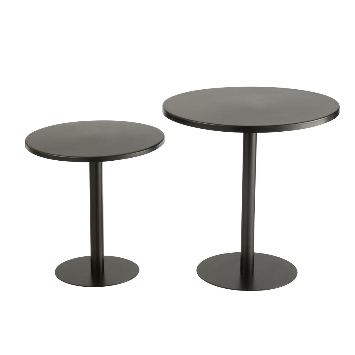 Table d'appoint ronde en métal noir - vue de face