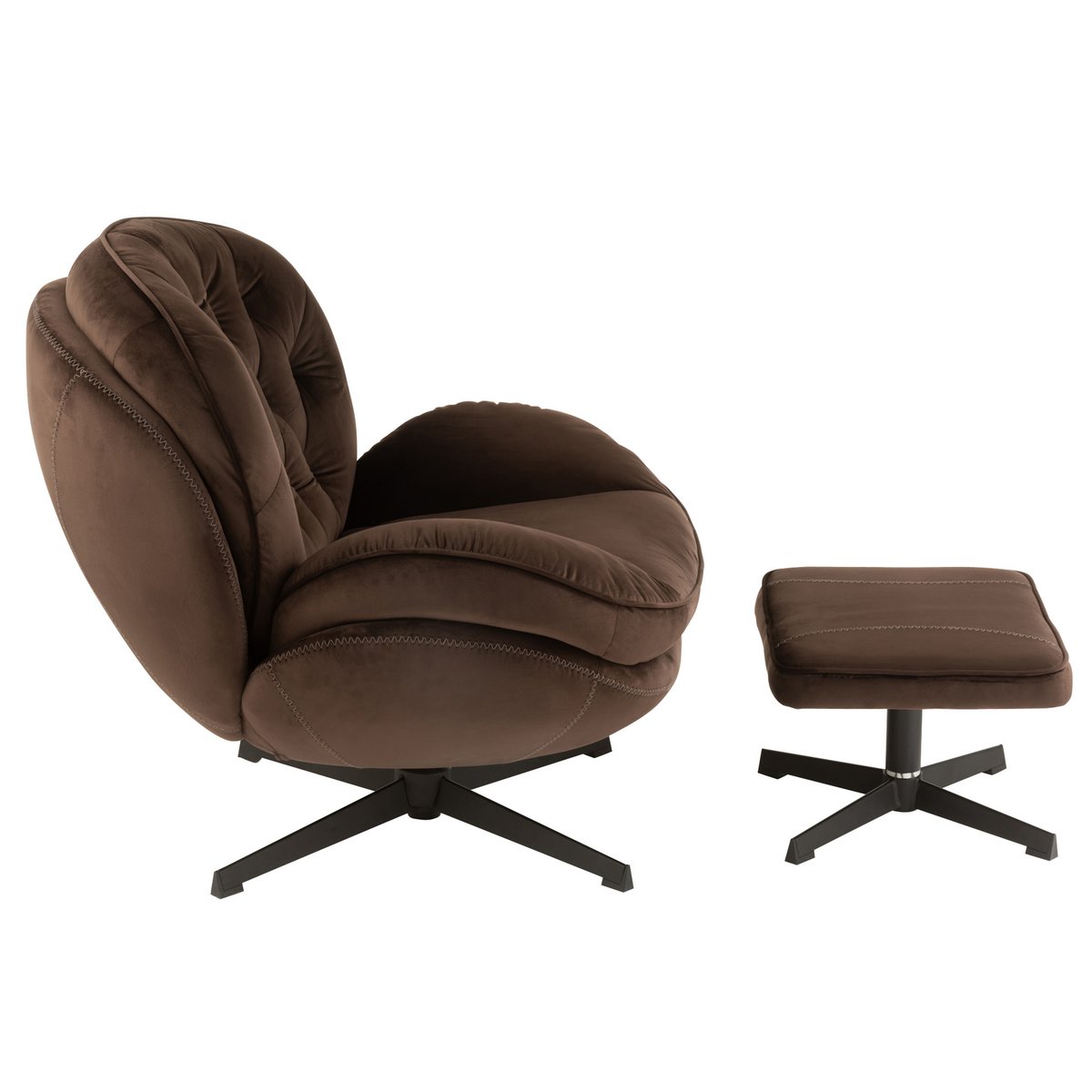 Canapé J-Line Relax marron, détail des pieds en métal