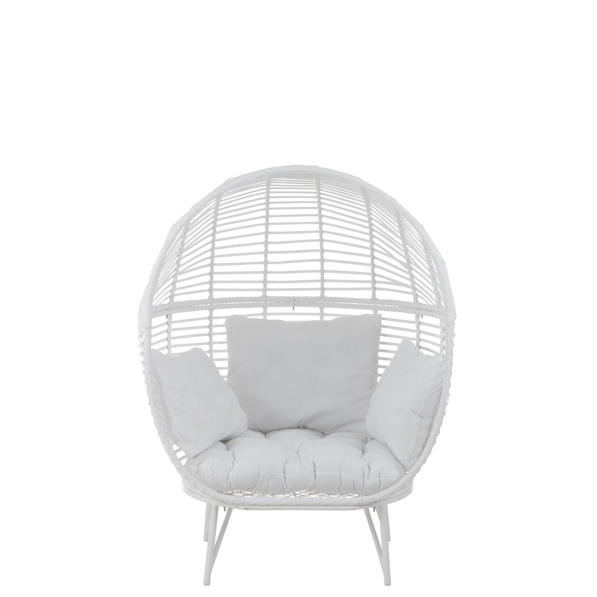 Chaise longue J-Line Ovale en acier blanc sur fond de jardin