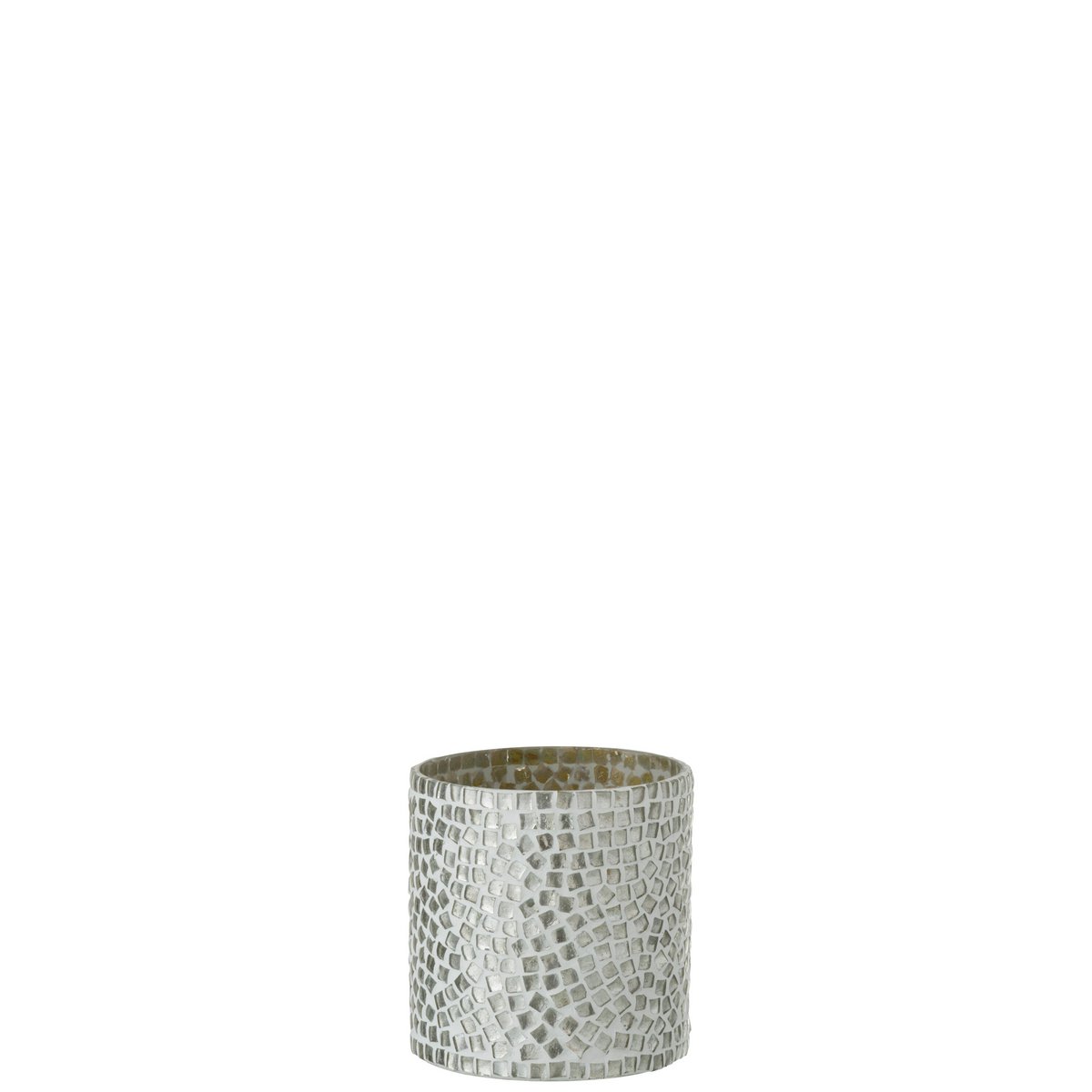 Lanterne J-Line Mosaic en verre blanc et argent, vue de face