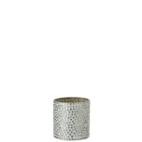 Lanterne J-Line Mosaic en verre blanc et argent, vue de face