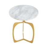 Table d'appoint métal ronde ø 45 x 56 cm table décorative marbre Sohoo cadre argent ou or
