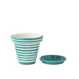 Pot de fleurs J-Lline Grenade Stripes en céramique aqua, vue de face