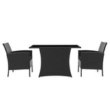 Salon de jardin en rotin noir avec table en verre