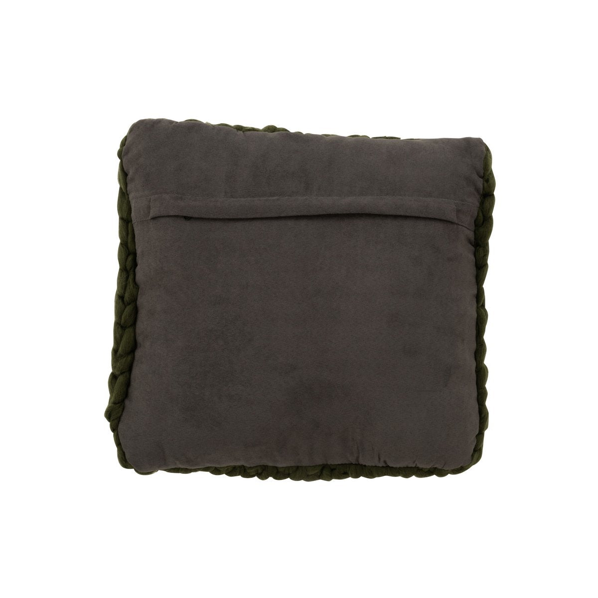 Détail du coussin J-Line tricoté vert, texture et finition