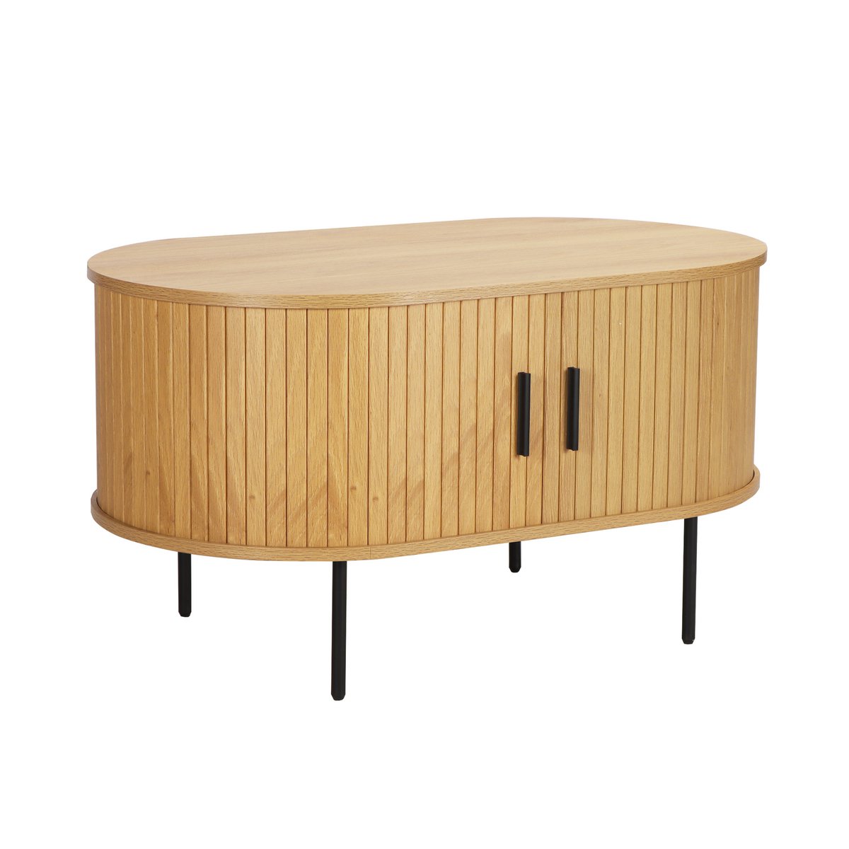 Vue de face de la table basse avec portes coulissantes