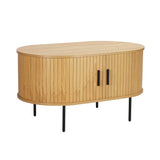 Vue de face de la table basse avec portes coulissantes