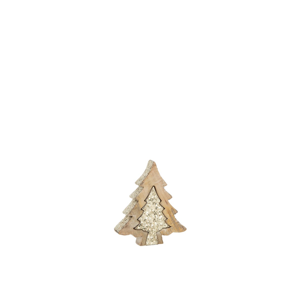 Détail du Puzzle Sapin de Noël J-Line, bois raffiné et paillettes scintillantes.