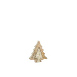 Détail du Puzzle Sapin de Noël J-Line, bois raffiné et paillettes scintillantes.