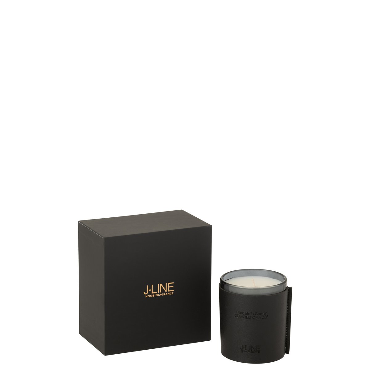 Bougie parfumée J-Line Black Diamond en verre noir, vue de face