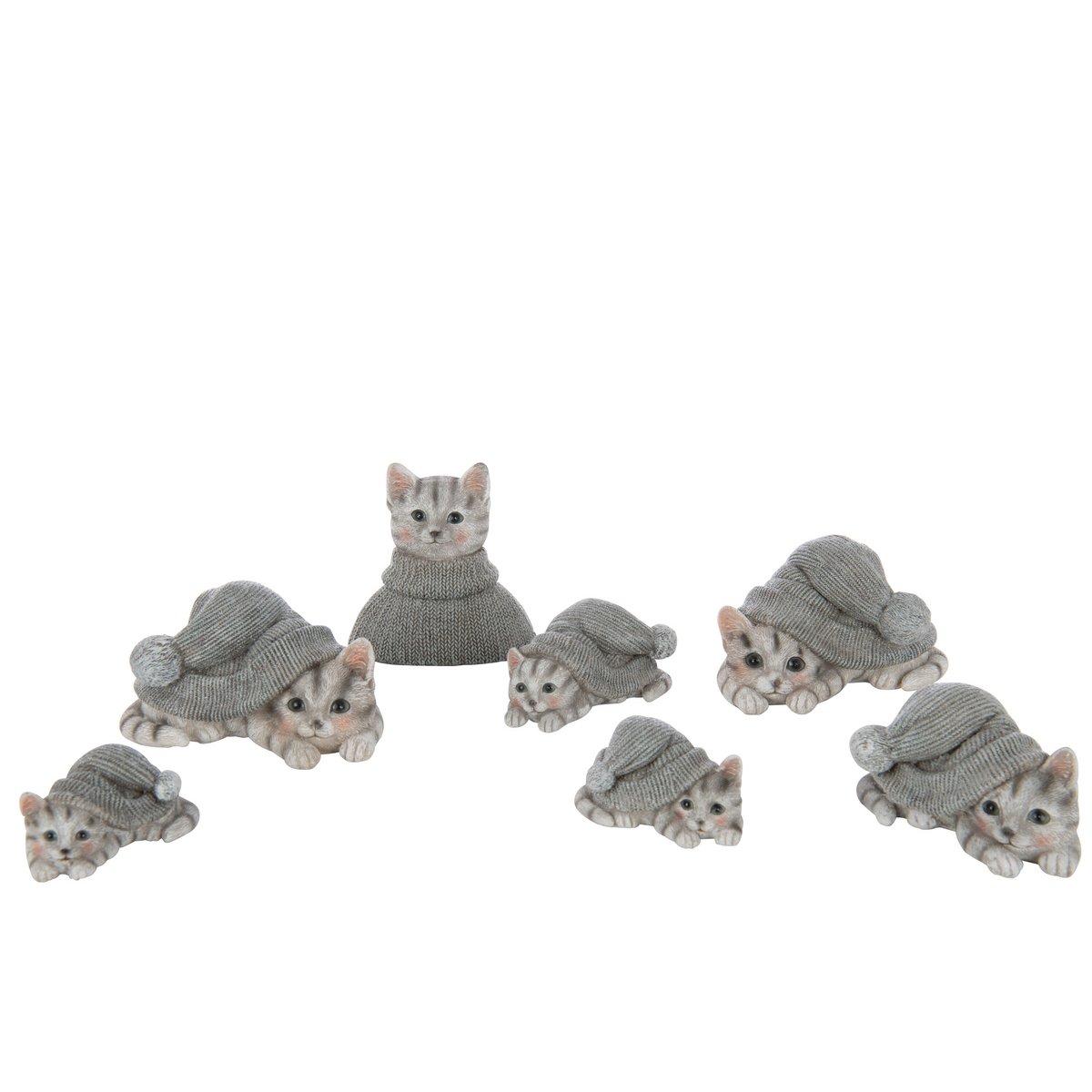 Buste de chat J-Line en polyresin bleu gris, détail du design