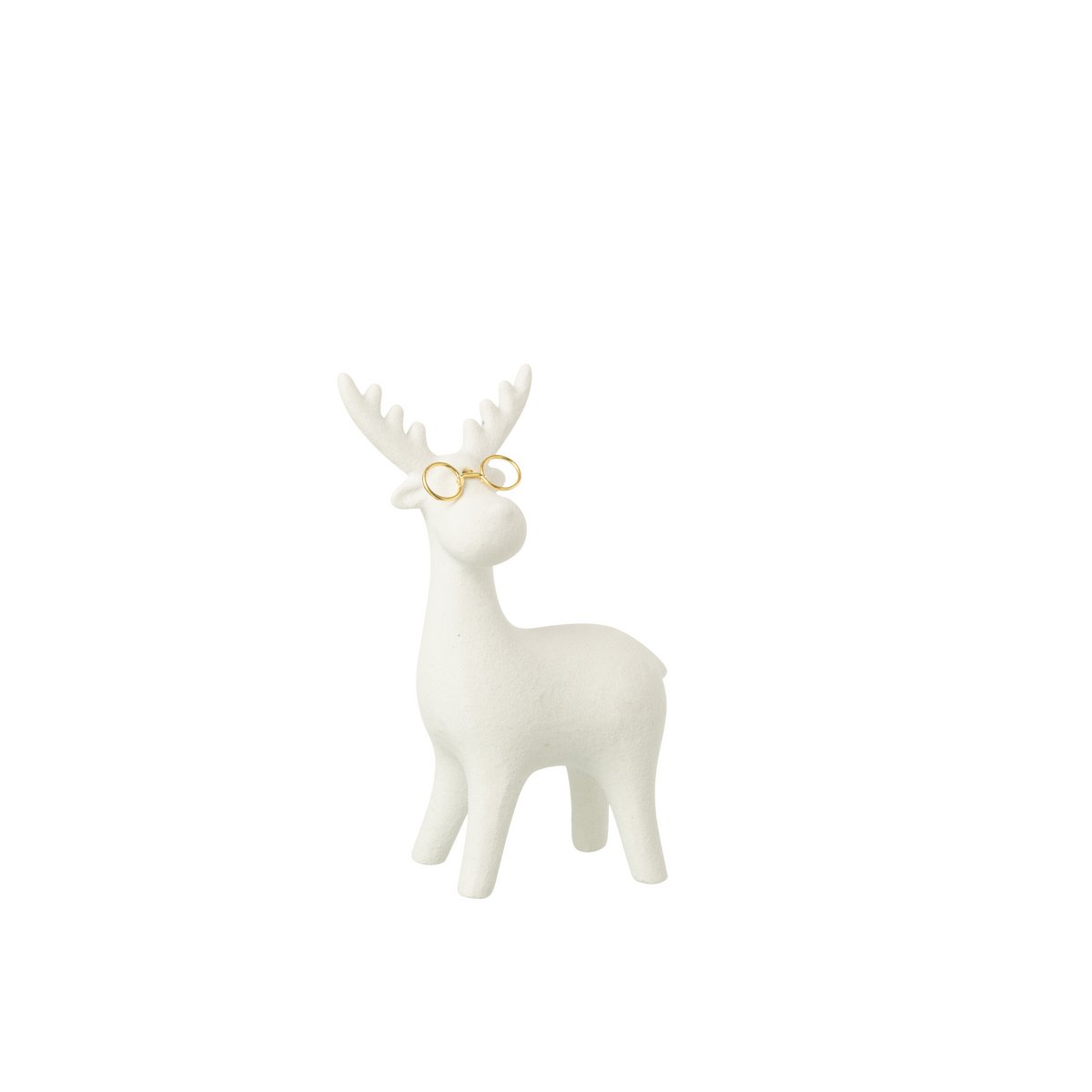 Figurine J-Line Renne en porcelaine blanche et dorée, élégante et festive