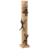 Figurines grimpantes J-Line en aluminium noir sur base en bois, style moderne et industriel.