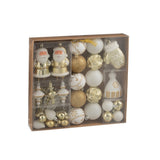 Boule de Noël J-Line en plastique blanc et or, design élégant et brillant