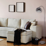Lampe debout "style", lampadaire classique rétro avec un arc fait de métal de couleur chromée avec une prise E27, 146 cm de haut, idéal pour la salle à manger, le salon et le bureau.