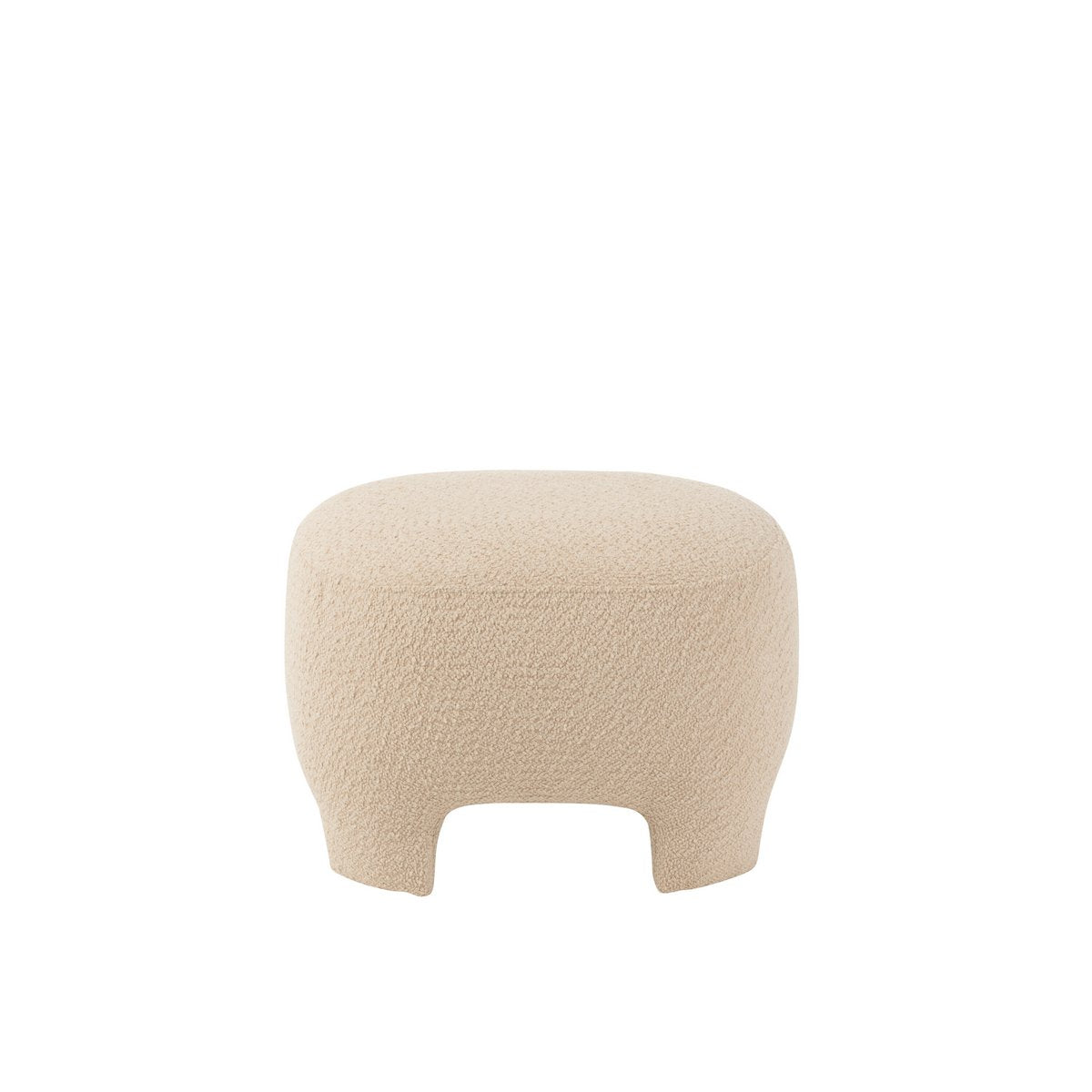 Pouf J-Line tricoté en bois et textile blanc, vue de face