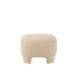 Pouf J-Line tricoté en bois et textile blanc, vue de face
