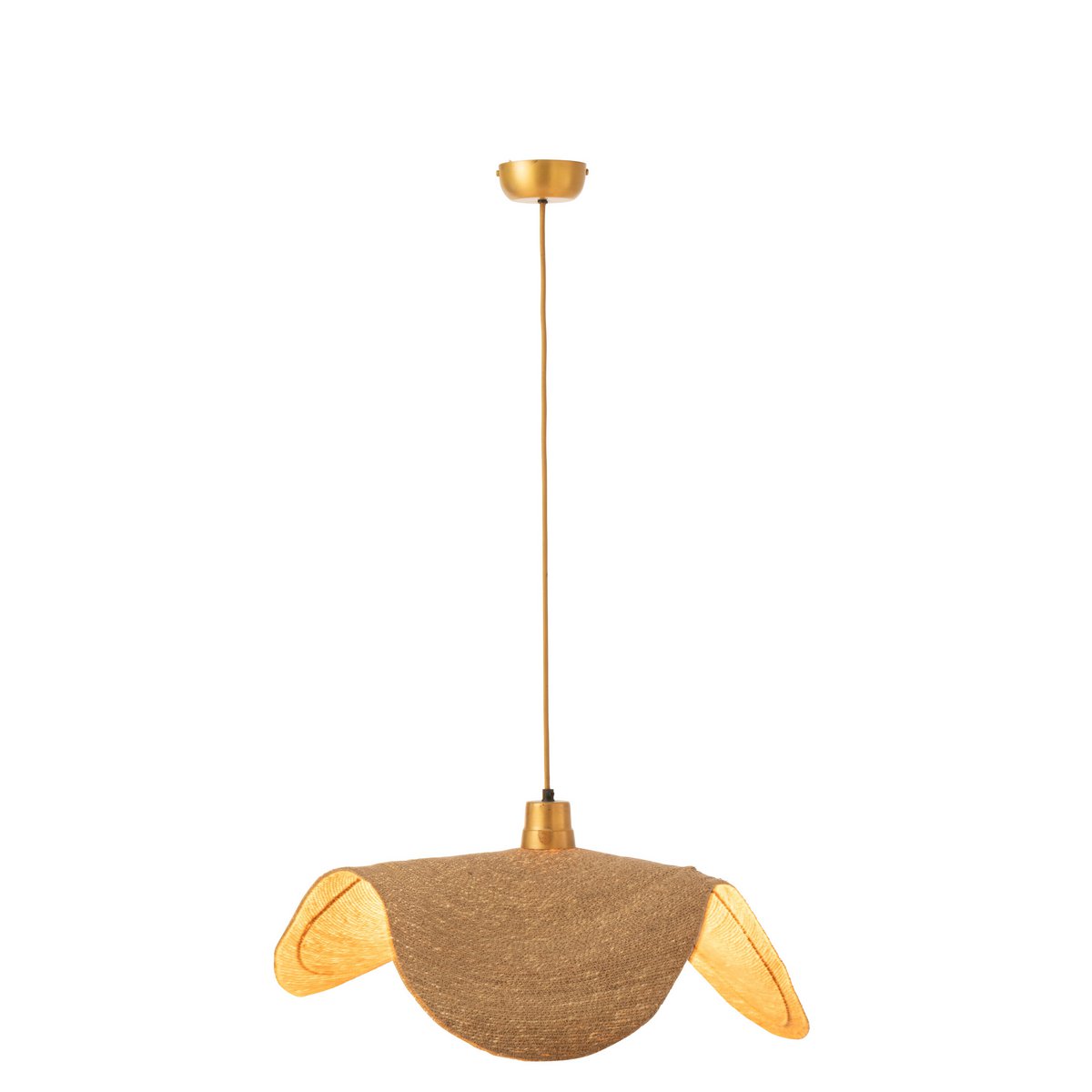 Lampe suspendue Moon en jute naturel, vue de face