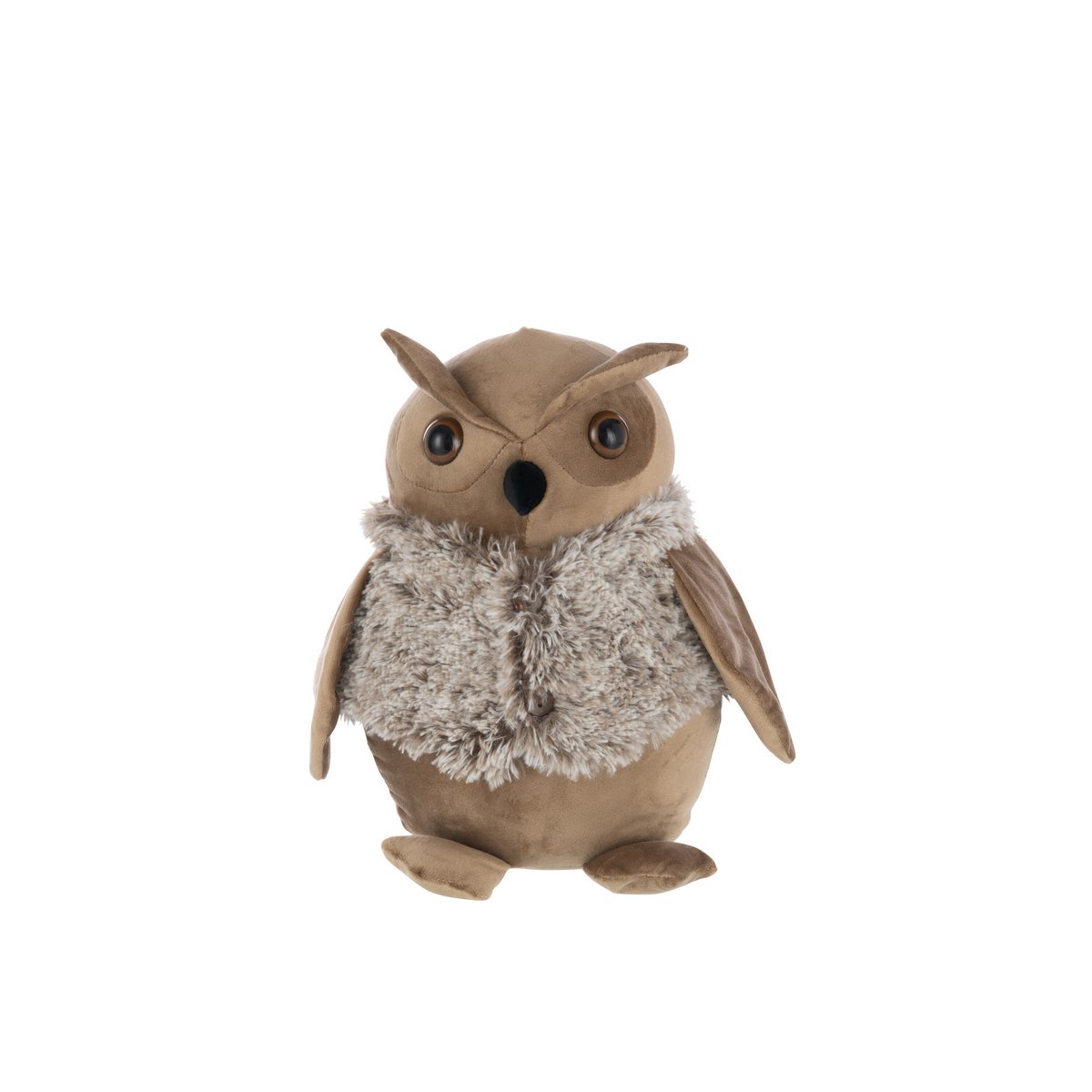 Butée de porte J-Line Chouette en polyrésine beige dans un intérieur élégant