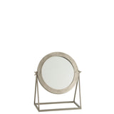 Miroir sur pied J-Line en métal argenté, dimensions 35x30 cm, design moderne