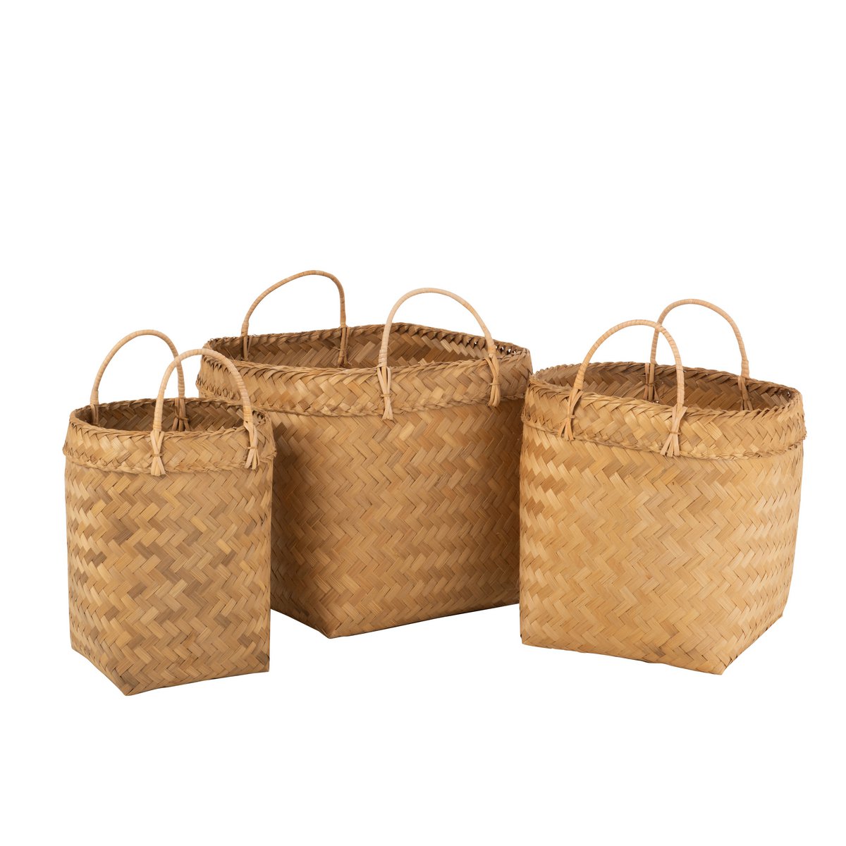 Panier J-Line en rotin naturel, lot de 3, détail du tressage