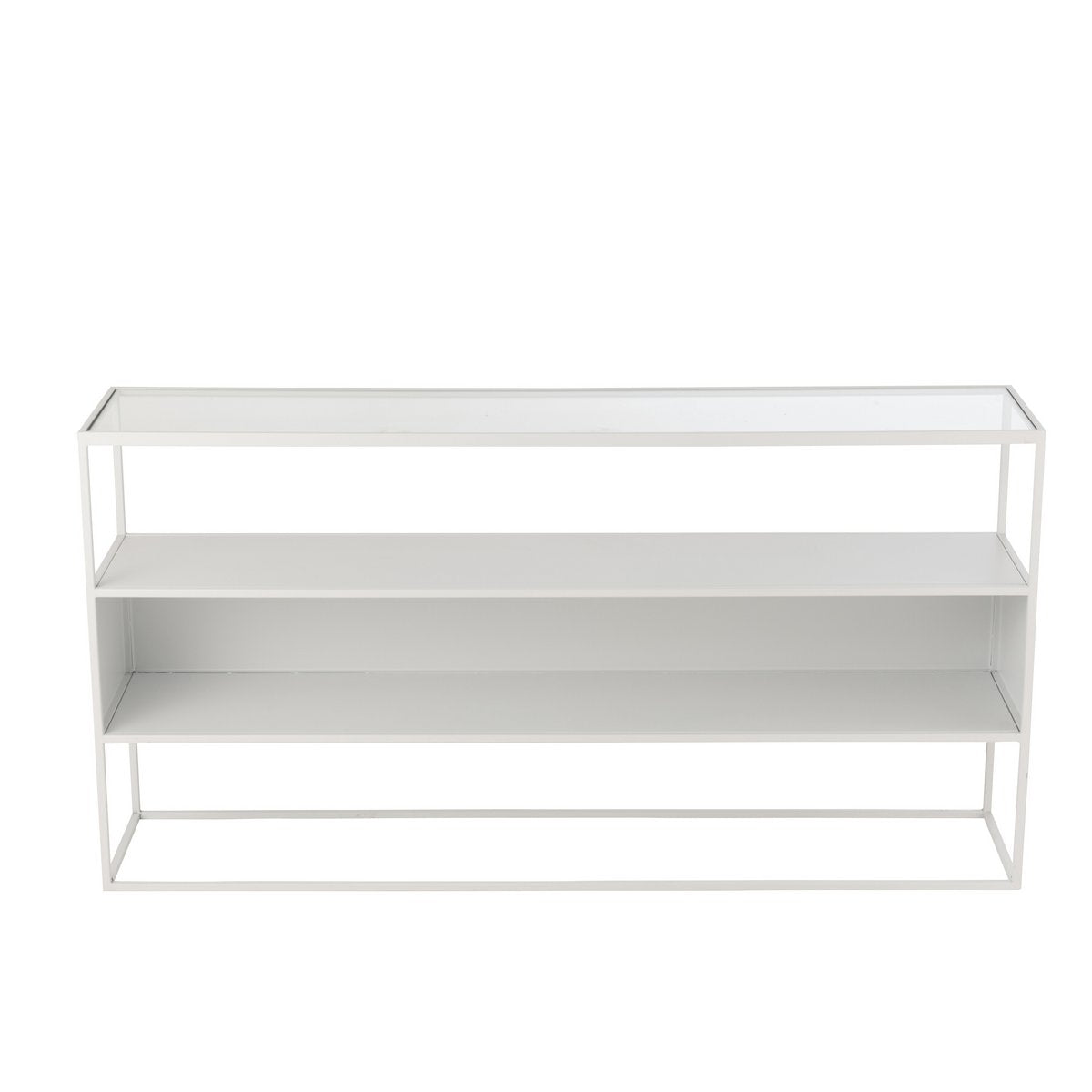 Console J-Line Square en métal et verre blanc, vue de face