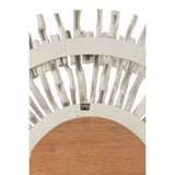 Miroir Soleil Rond J-Line en Bois Blanc, vue de face