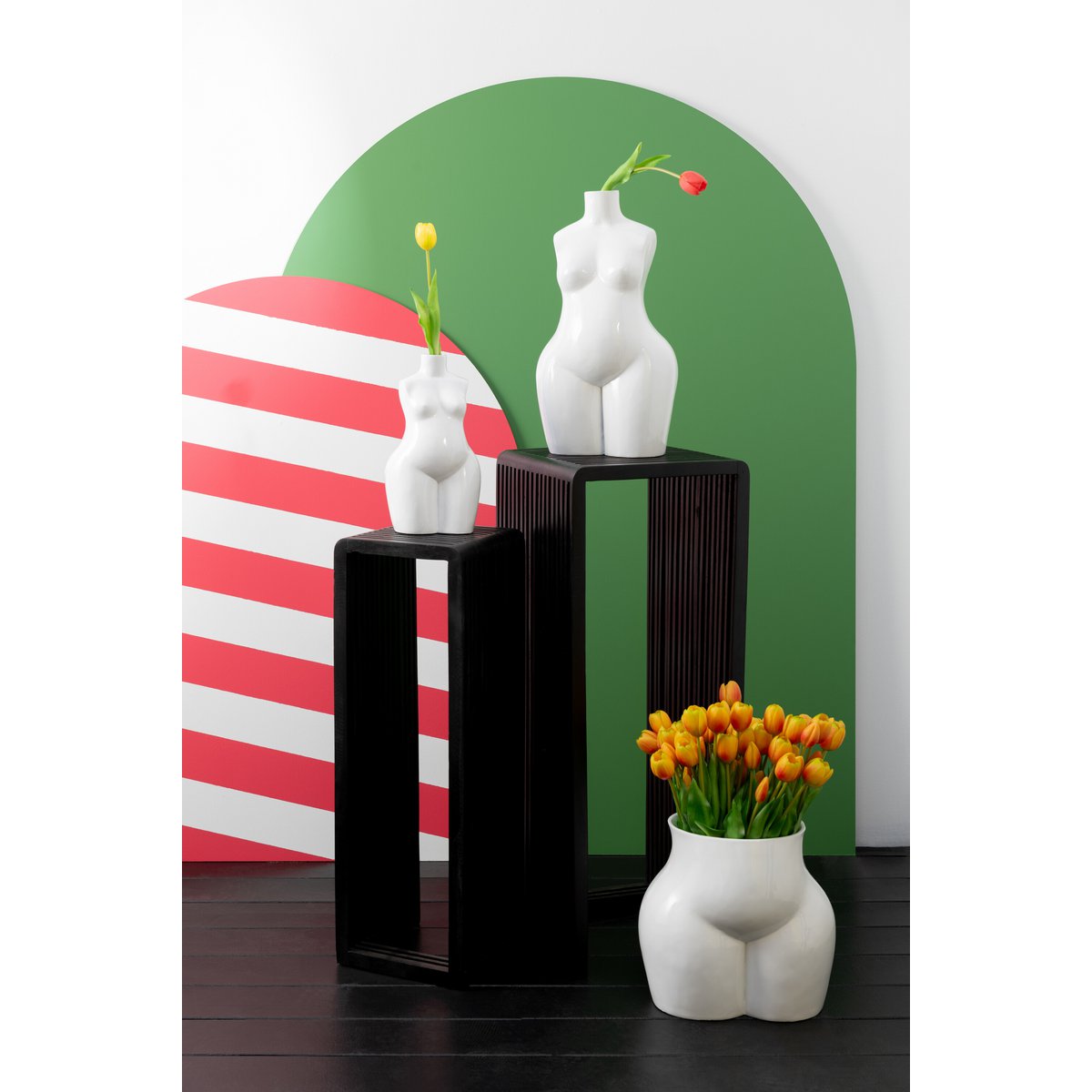 Vase J-Line Lady Bottom Pewter Glossy - vue avant avec finition brillante