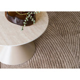 Table basse Annecy, plateau céramique/acier, travertin/sable, ø70x41 cm