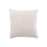 Coussin J-Line Square Lace en coton blanc avec motif dentelle
