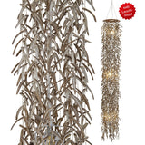 La lampe pendentielle "noix de coco" 180 cm de haut, en bois et coquilles de noix de coco, beige / marron, socket E27, éclairage pour salon, salle à manger ou jardin d'hiver.