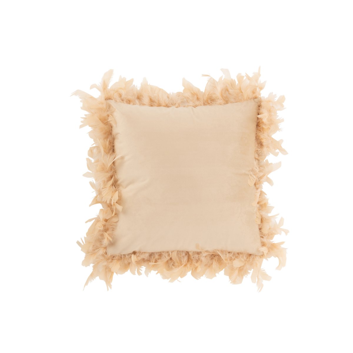 Détail du coussin J-Line Plumes montrant sa texture douce et son design raffiné