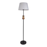 Lampe debout "Elina" 155 cm de haut, Ø 38 cm, métal en noir / marron, soufflerie texte en blanc, E27