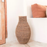 Vase Boho tissé SAKRA en fibre de banane et raphia