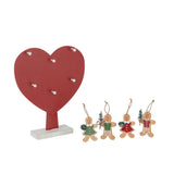 Décoration Coeur J-Line en bois rouge avec cintres Pain d'Épices