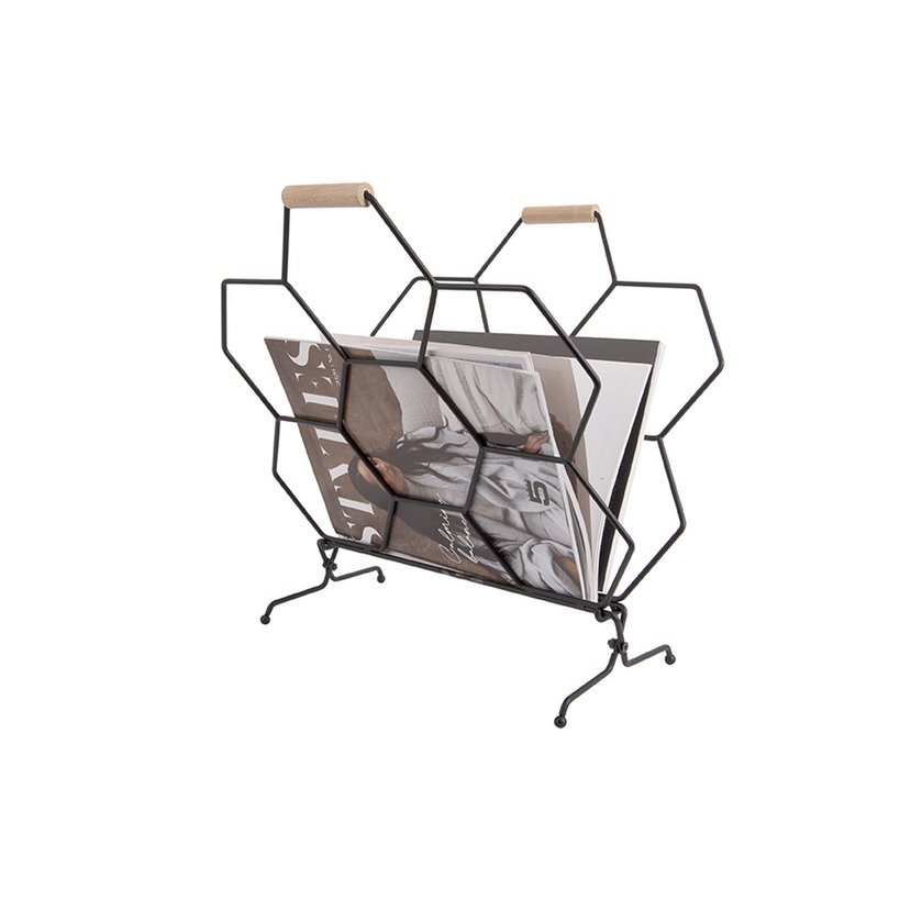 Porte-revues Honeycomb avec magazines, vue de côté