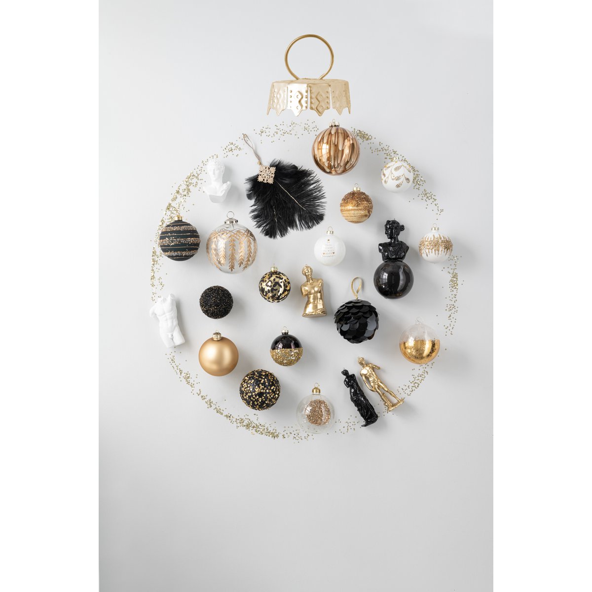 Boule de Noël J-Line en verre blanc et or, lot de 8 pièces