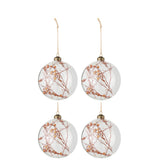 Coffret de 4 boules de Noël J-Line en verre transparent avec fleurs séchées rouille