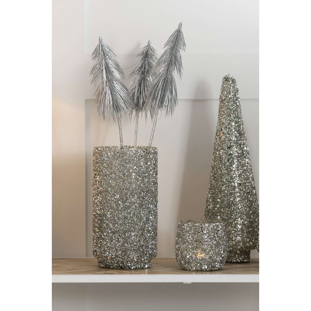 Lanterne J-Line Glitter avec lumière, ambiance chaleureuse
