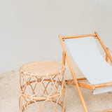 Table d'appoint ronde en rotin – Petite table basse bohème – Table de chevet en rotin beige – Table faite à la main en rotin naturel (Ø 45 cm) MUARA