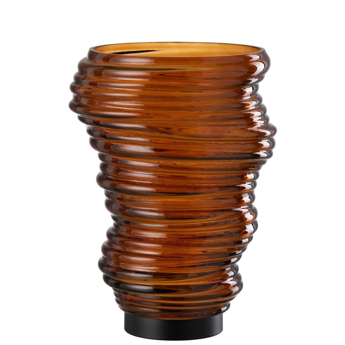 Détail du vase Tornado J-Line en verre marron, éclairage naturel