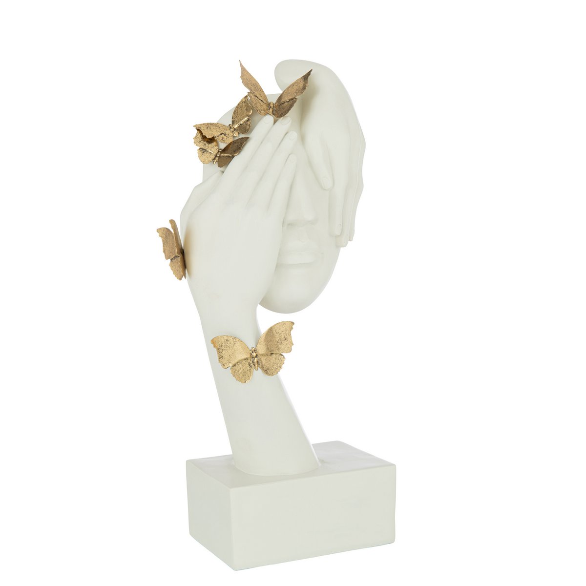 Détail du support papillons J-Line, mettant en valeur les couleurs blanc et or