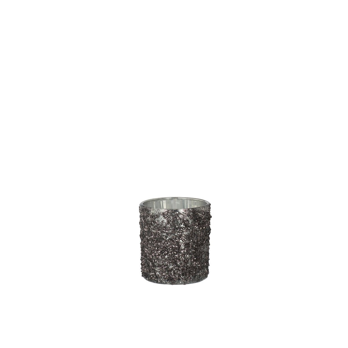 Photophore J-Line Glitter en verre gris - détail du matériau