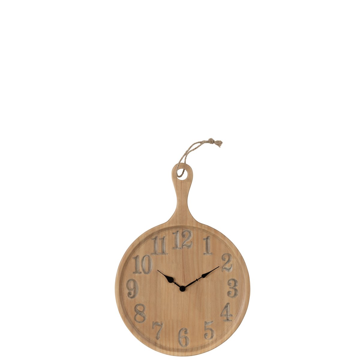 Horloge murale J-Line en bois naturel avec design élégant, diamètre 40 cm.