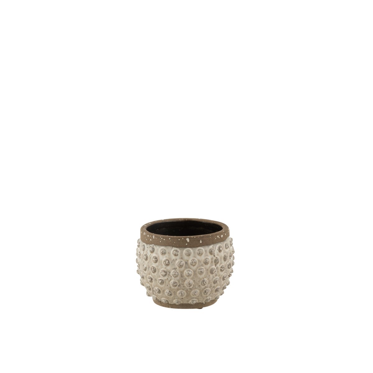 Pot de fleurs J-Line en céramique, blanc et gris, petit modèle, diamètre 16 cm